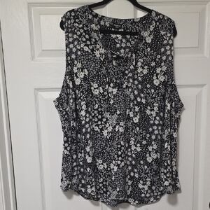 Torrid Black and White Floral Blouse